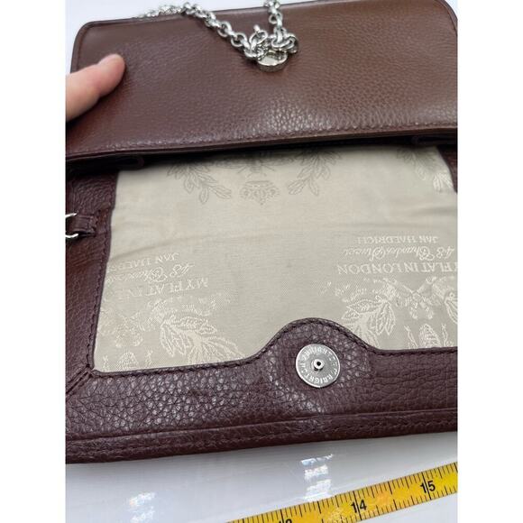 My Flat In London Brown Crossbody Metal Chain Bow Wallet Clutch 48 Charles St - Picture 7 of 12